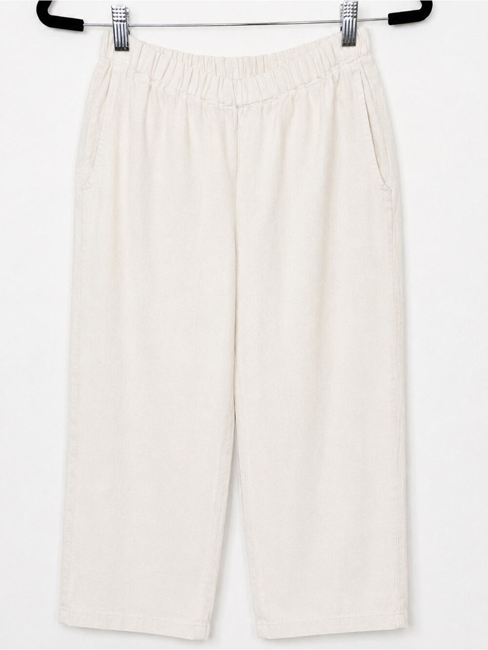 FLAX 100% Linen White Pull-On Crop Pants Small Made in Lithuania